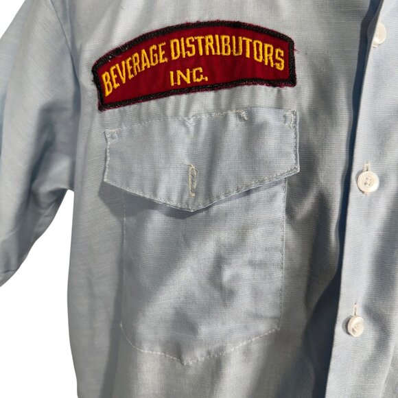 Vintage Unitog Strohs Beer Work Shirt 16-16.5 Blue large 60's - Picture 16 of 16